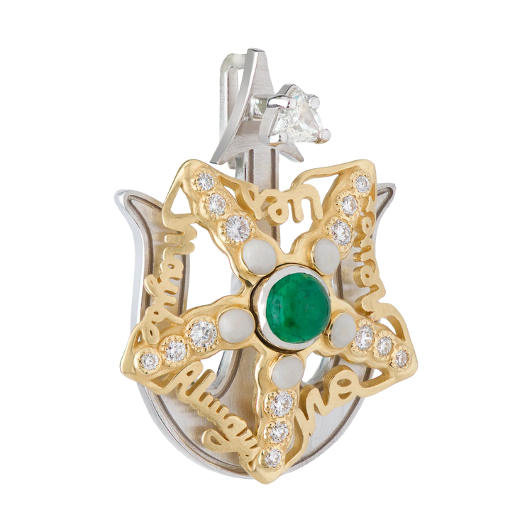 Starfish White/Yellow Gold Emerald Pendant
