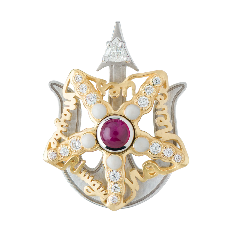Starfish White/Yellow Gold Ruby Pendant