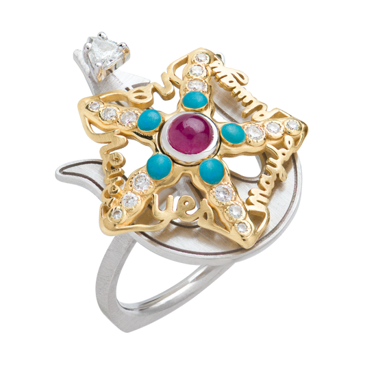 Starfish Ruby Blue Ring