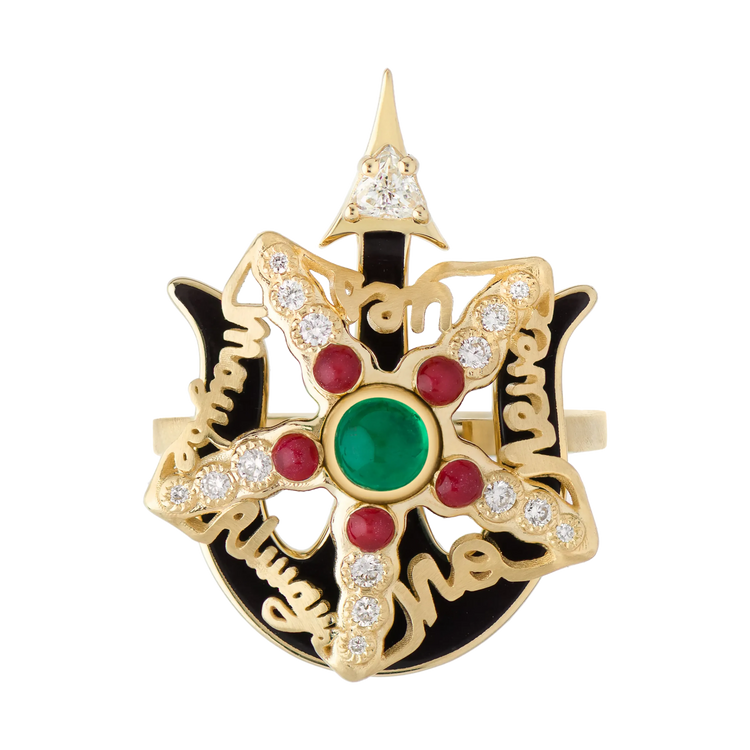 Starfish Black/Yellow Gold Emerald Ring