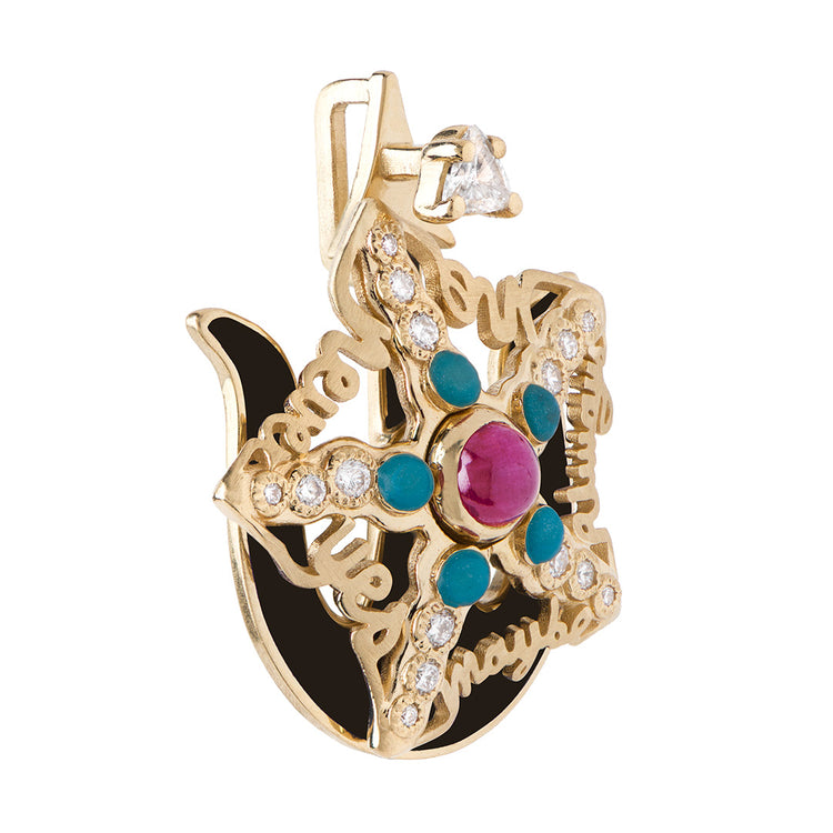 Starfish Black/Yellow Gold Ruby Pendant