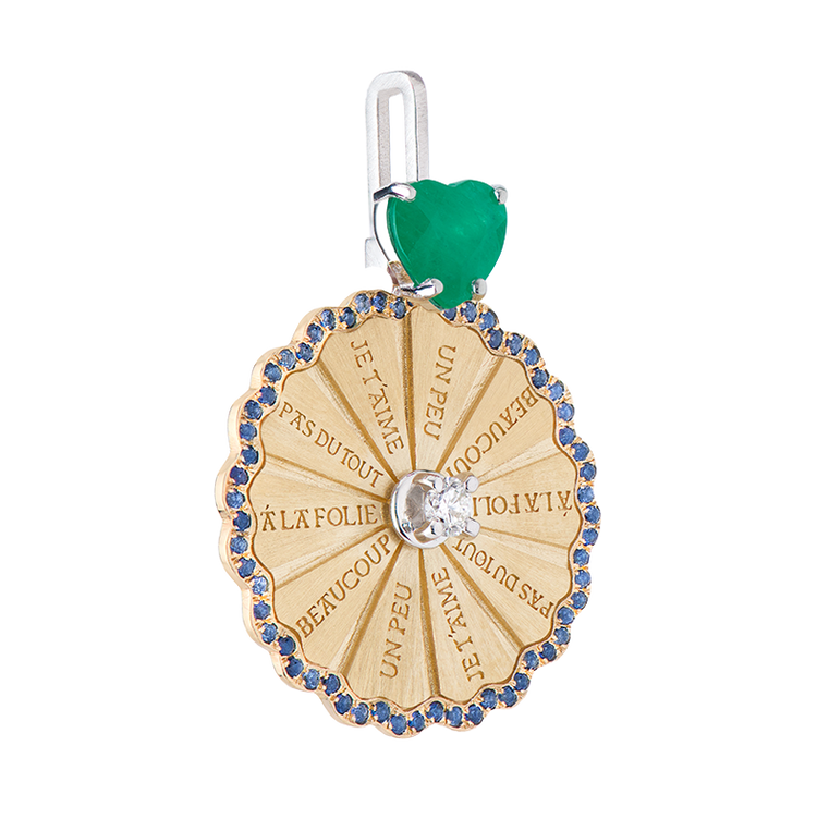 Marguerite Emerald Sapphires Pendant