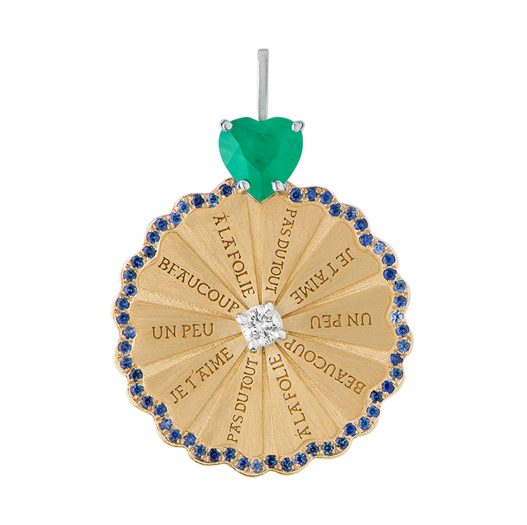 Marguerite Emerald Sapphires Pendant
