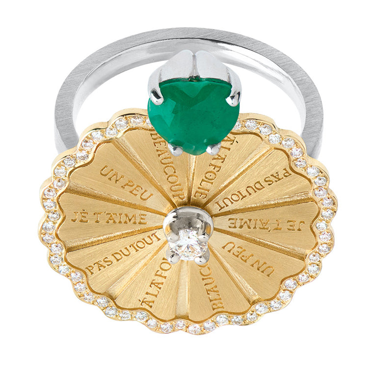 Marguerite Emerald Serti White Diamond WY Ring