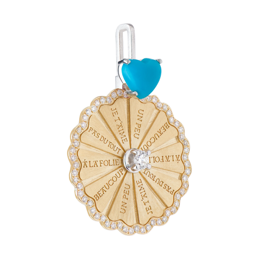 Marguerite Turquoise Serti White Diamond Pendant