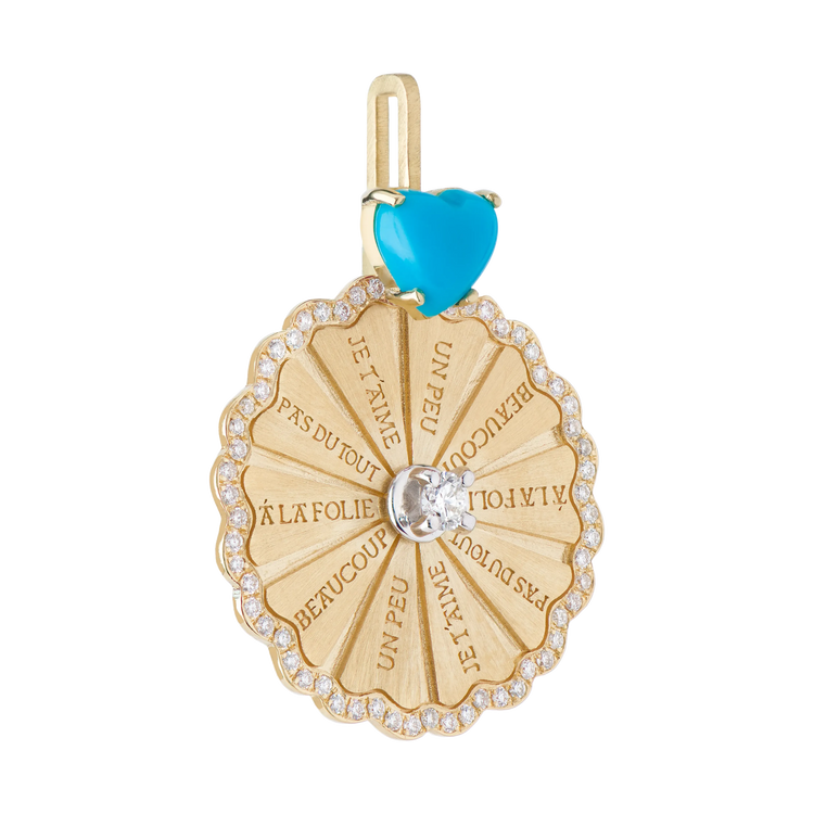 Marguerite Turquoise Serti White Diamond Pendant