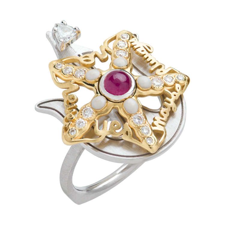 Sarfish White/Yellow Gold Ruby Ring