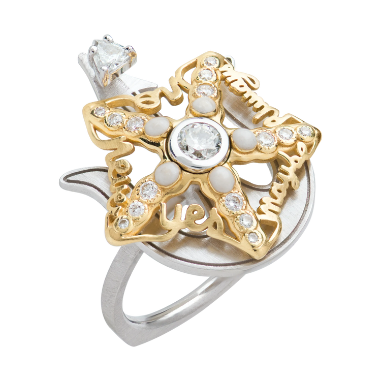 Sarfish White/Yellow White Diamond Ring