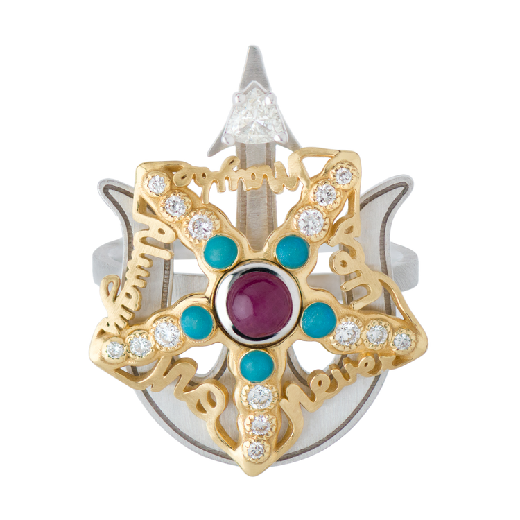Starfish Ruby Blue Ring