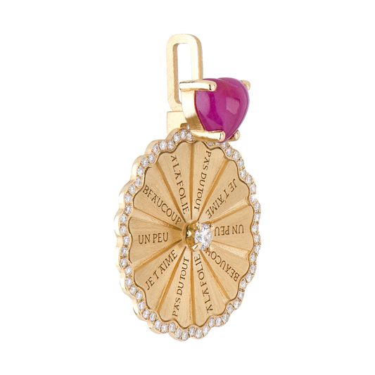 Marguerite Ruby Cab Serti White Diamond Pendant