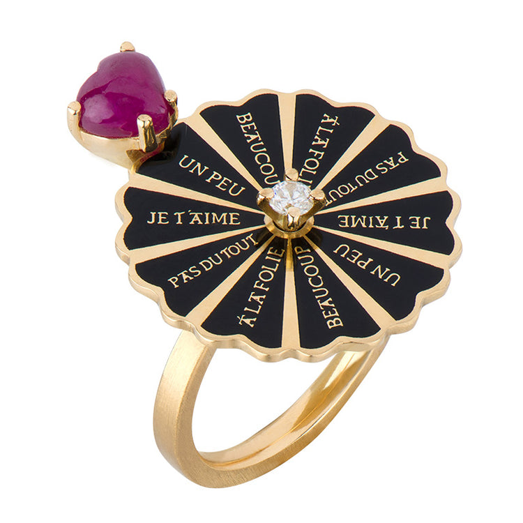 Marguerite Ruby Cab Black Ring