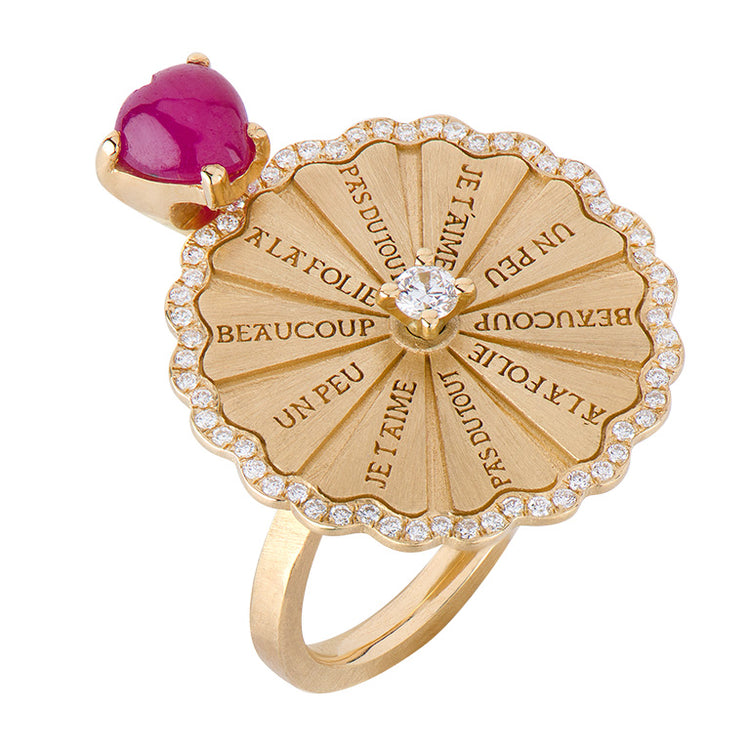 Marguerite Ruby Cab Serti White Diamond Ring