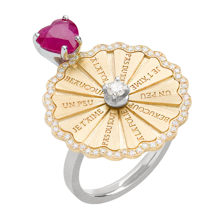 Marguerite Ruby Brilliant Serti White Diamond WY Ring