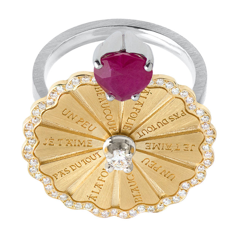 Marguerite Ruby Brilliant Serti White Diamond WY Ring