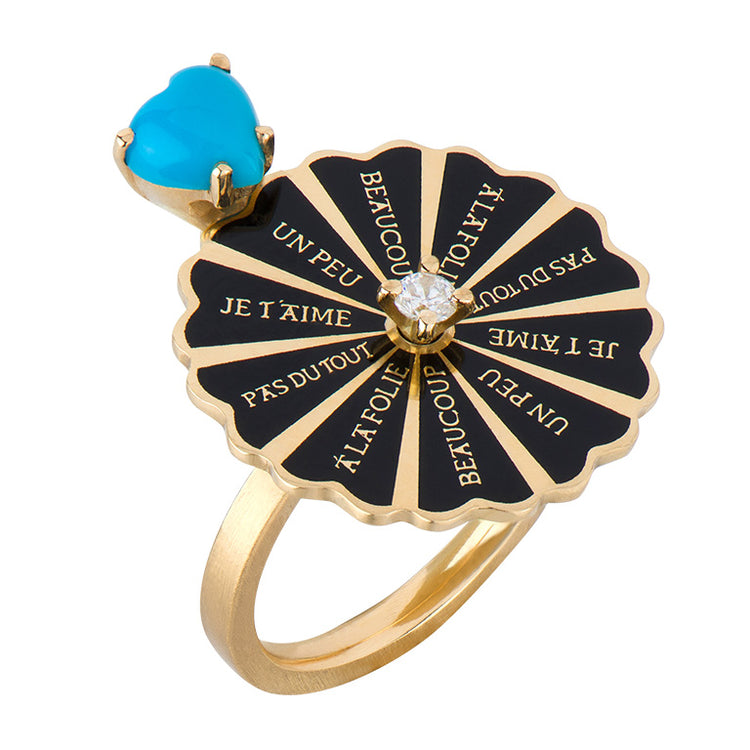 Marguerite Turquoise Black Ring