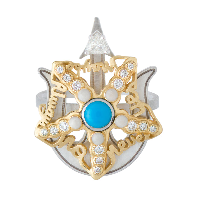 Starfish Turquoise White/Yellow Ring