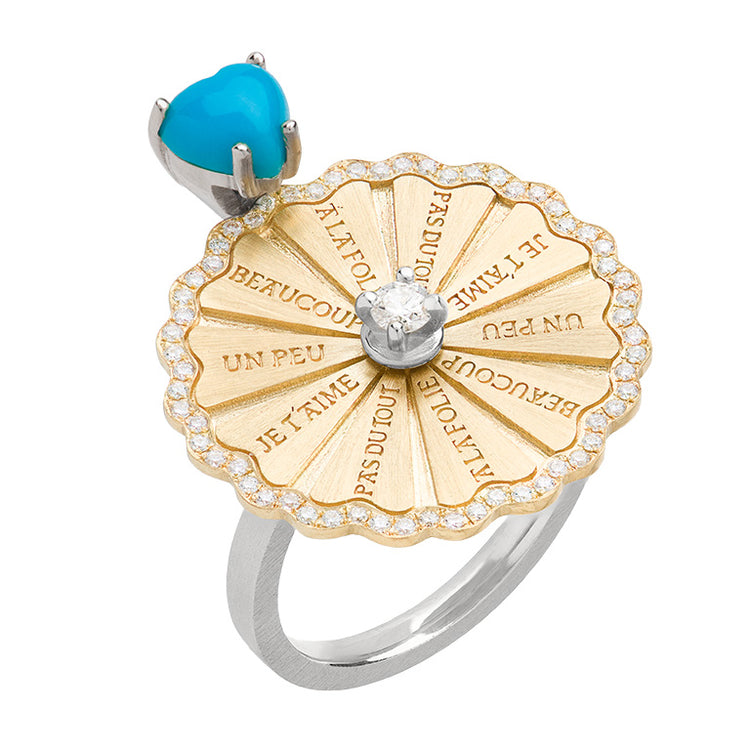 Marguerite Turquoise Serti White Diamond WY Ring