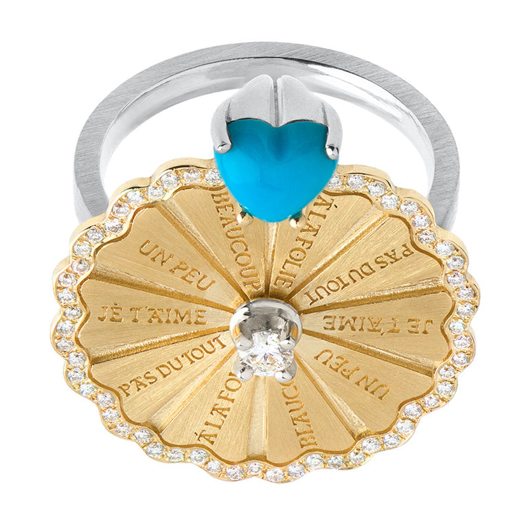 Marguerite Turquoise Serti White Diamond WY Ring