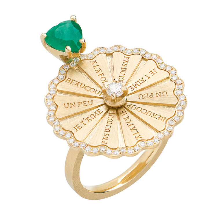 Marguerite Emerald Serti White Diamond Ring