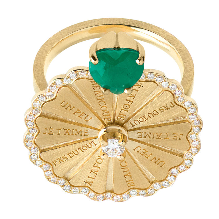 Marguerite Emerald Serti White Diamond Ring