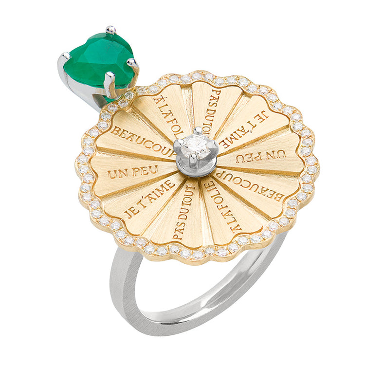 Marguerite Emerald Serti White Diamond WY Ring