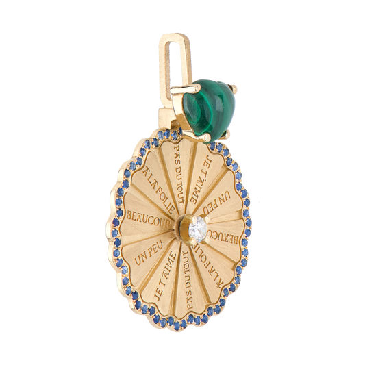 Marguerite Malachite Serti Blue Sapphire Pendant