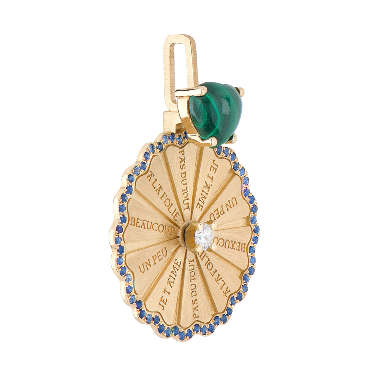 Marguerite Malachite Serti Blue Sapphire Pendant