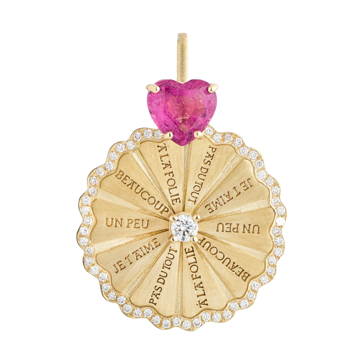 Marguerite Pink Tourmaline Serti White Diamond Pendant