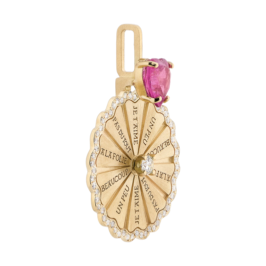 Marguerite Pink Tourmaline Serti White Diamond Pendant