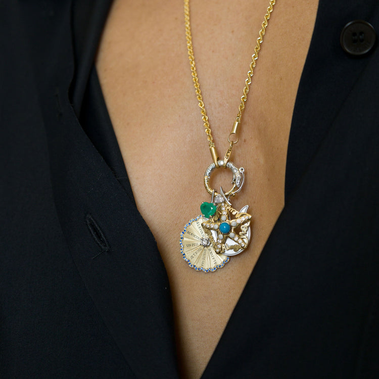 Marguerite Emerald Serti Blue Sapphire Pendant