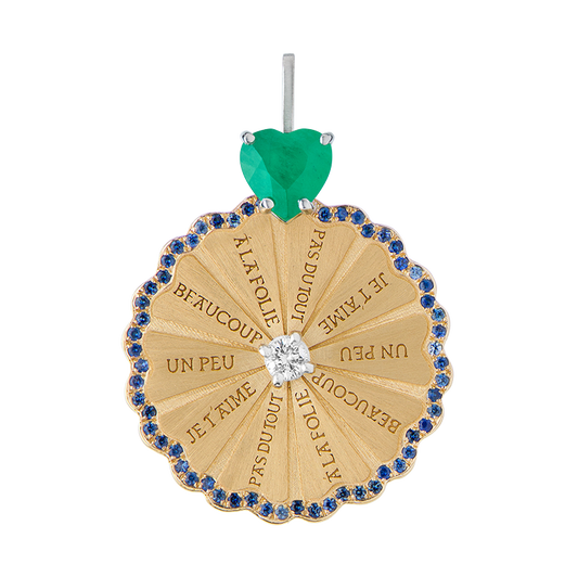 Marguerite Emerald Sapphires Pendant